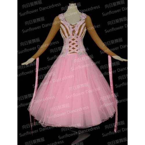 100% New Competition organza ballroom Standard dance dress,juvenile dance clothing,abiti da ballo liscio standard