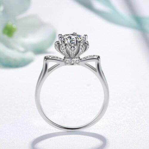 Unique design cat ears carat diamond ring sweet and romantic style ladies engagement luxury wedding party elegant silver jewelry