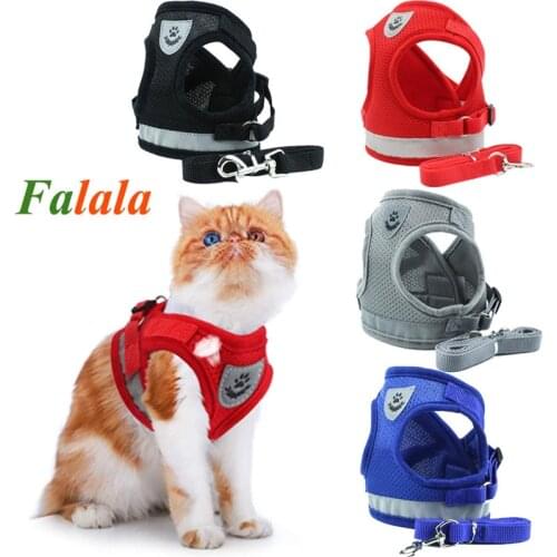 Breathable Cat Harness And Leash Escape Proof Pet Clothes Kitten Puppy Dogs Vest Adjustable Easy Control Reflective Cat Harness
