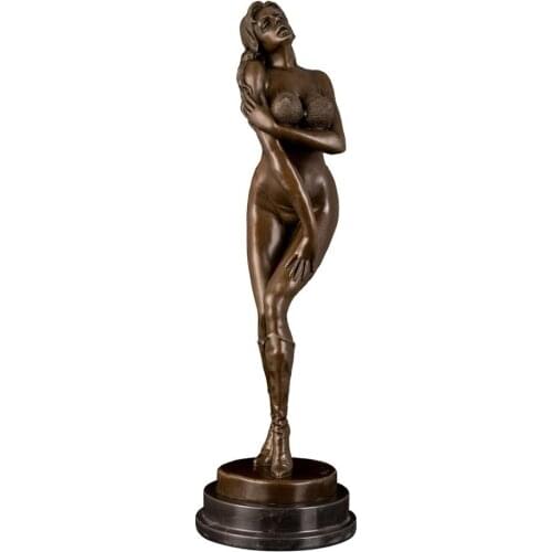 Western Big Tits Female Statue Modern Sexy Hot Woman Bronze Sculpture Girl Figurine Art Decoration