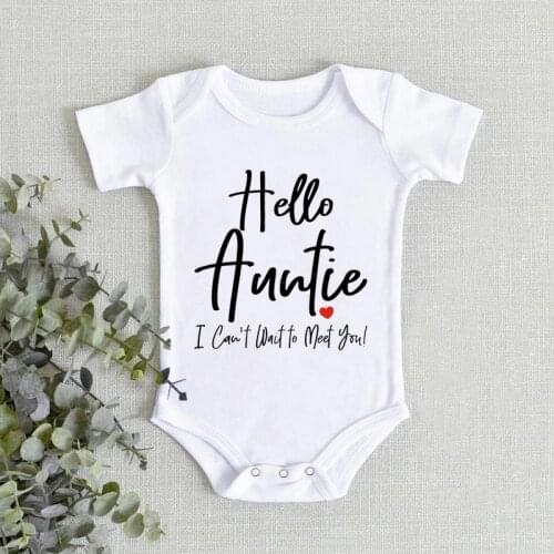 Hello Auntie I Can't Wait To Meet Baby Bodysuit Pregnancy Announcement Clothes One Piece Boy Girl Onesies Baby Shower Gift