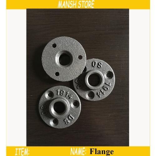 16pcs/lot Iron Flange DN15 DN20 Casting Antique Flange For 1/2",3/4" Pipe DIY Furniture Hardware Industry Style Accessory