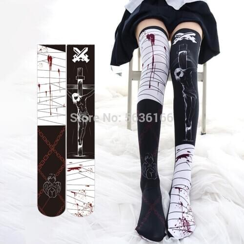 Halloween Women Stocking Skeleton Socks thigh High Gothic Cosplay Lolita Bloody Carnival Halloween Party Stocking