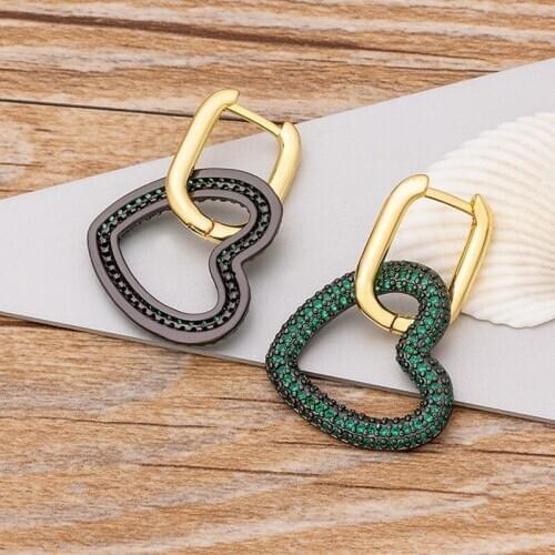 Fashion Luxury Romantic Hollow Heart Dangle Earrings Zircon Crystal Drop Earrings Pendants For Women Girls Valentines Day Gift