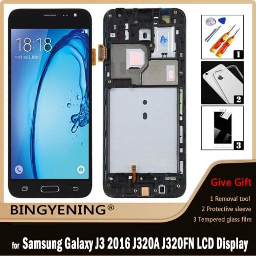 For Samsung Galaxy J3 2016 J320 J320A J320F J320P J320M J320 Full LCD Display Screen Touch Digitizer Assembly with Frame Replace