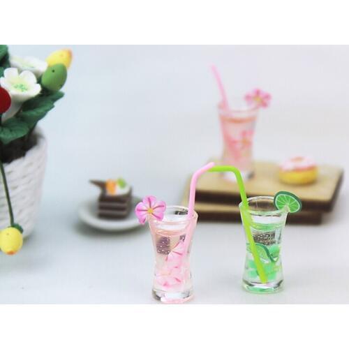 1/12 Dollhouse Miniature Food Mini Resin Fruit Bottle Simulation Drinks Model Toys Fruit Drink Play Dollhouse Dolls Accessories