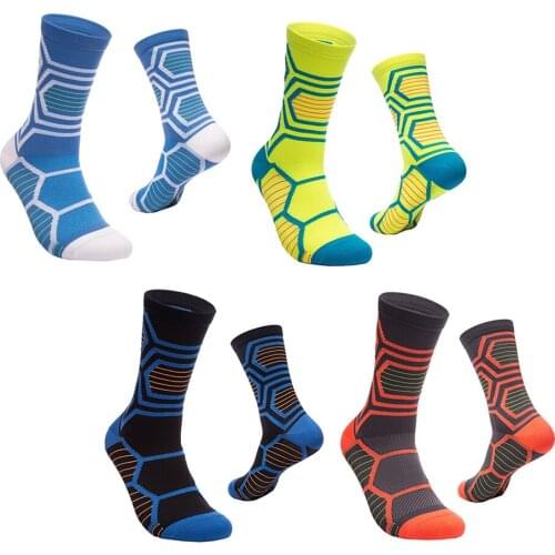 1 Pair Sports Compression Mid-Calf Socks Ankle Care Cycling Socks Blue