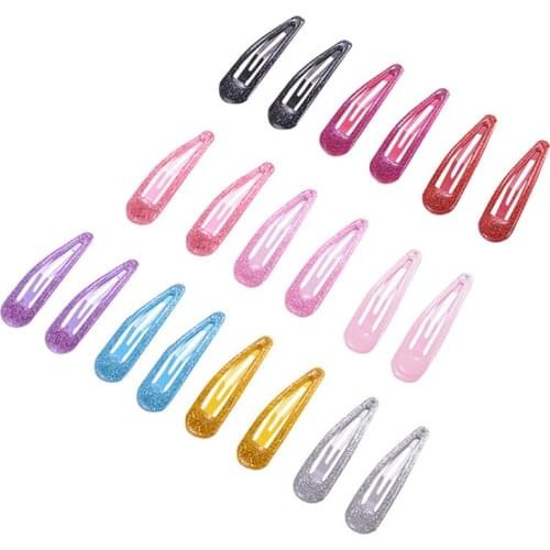 10Pcs/bag Glitter Hair Clips Set For Girls Candy Color Snap Silver Barrettes Mini Cute Hairpins Kids Hair Accessories