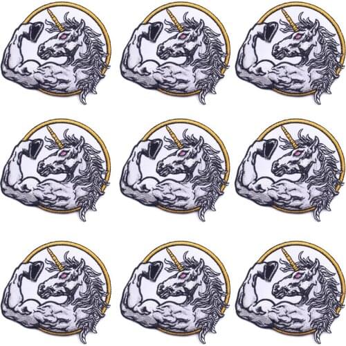 10pcs Diy Strong Unicorn Patch Embroidered Patches For Clothing Appqique Sewing Stripe Patch Iron On Patches On Clothes Jacket