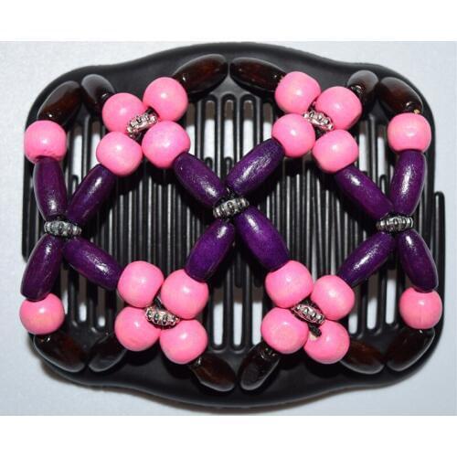 20 PCS/LOT pink peg purple style beaded double twin headwear magic hair comb clips for beautiful girls