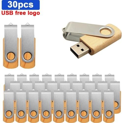 20pcs USB Flash Drive 64GB 128gb wooden Pen Drive 32GB 16GB 8GB Waterproof Pendrive USB2.0 Memory Stick U Disk Custom free Logo