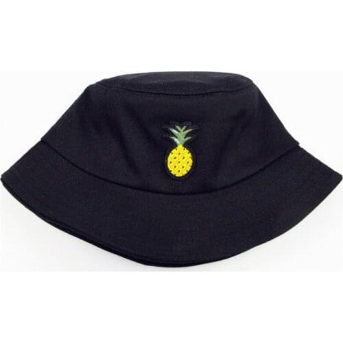 2021 Pineapple Embroidery Cotton Bucket Hat Fisherman Hat Outdoor Travel Hat Sun Cap Hats for Men and Women 134