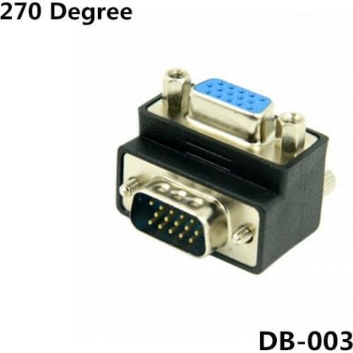 270 Degree Angled VGA 15pin Male To Female Extension Adapter for PC Monitor & Projector