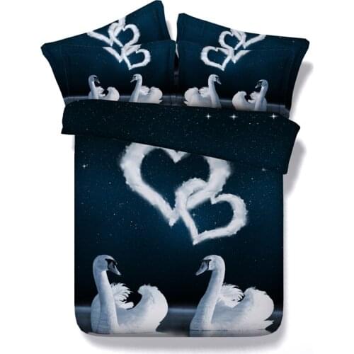 3D Duvet cover Swan Bedding sets Queen size Love bed sheets spread bedspread linen quilt Super King Queen size full twin 4PCS