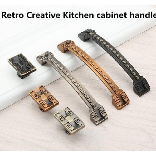 96mm 128mm American retro style antique brass kitchen cabinet cupboard door handle 5" black bronze drawer cabinet knob pull 5"