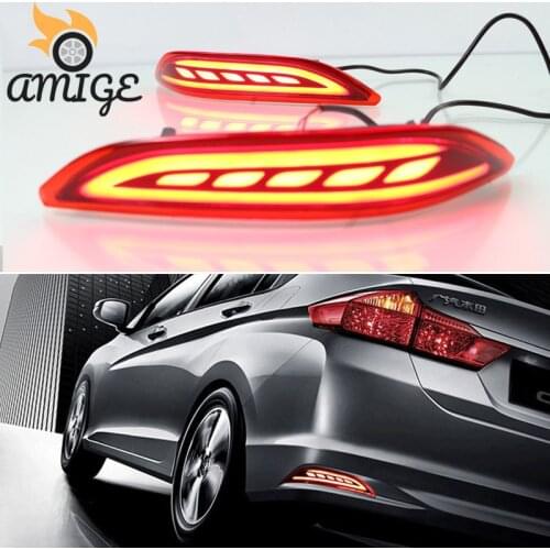 AMIGE For Honda City Grace 2015 2016 Rear Fog Lamp Brake Light 12V Reflector Car LED Bumper Lights Turn Signal Light