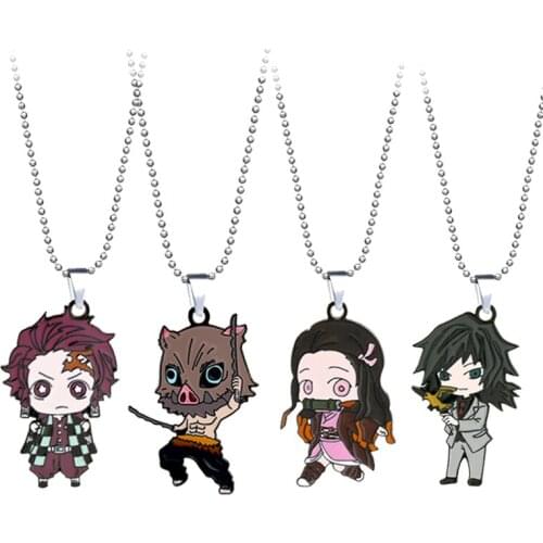 Anime Demon Slayer Necklace Kimetsu no Yaiba Pendant Tanjirou Metal Chain Choker Women Necklaces Charm Gifts Jewelry collares