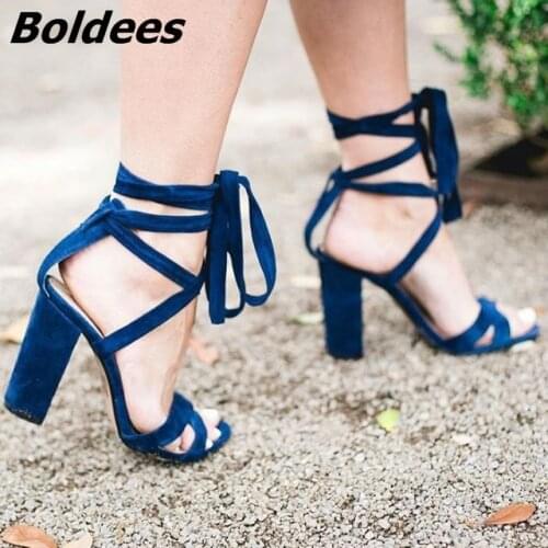 Simpl Designer Super High Chunky Heeled Sandals Fancy Block High Heel Ankle Wrap Lace Up Sandals Woman Summer Shoes