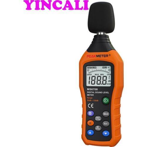 2 Pieces LCD MS6708 Digital Sound Level Meter Noise Meter Measuring Logger Tester 30 to 130 dB Measuring Logger Tester