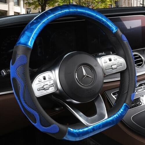 D Shape Leather Car Steering Wheel Cover Four Seasons Steering Wheel Hubs for VW GOLF 7 8 2015 POLO JATTA Interior Accessories