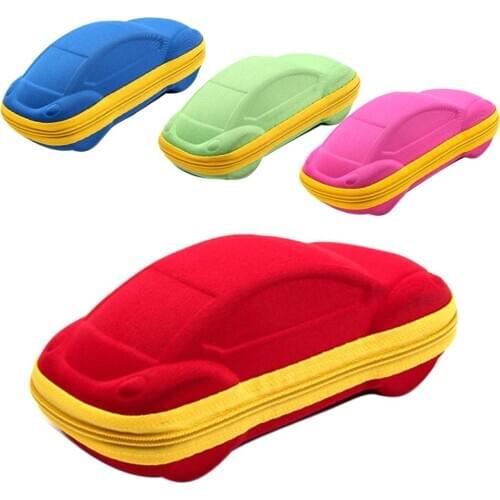Car Shape Zip Children Kids Sunglasses Storage Box Reading Glasses Protector Case Eyewear Storage Box