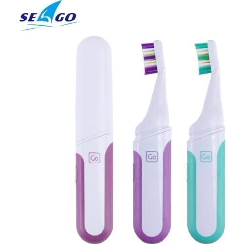 Electric Toothbrush Sonic Adult Battery travel Teeth brush holder Portable with 2 Replacement Brush Heads Waterproof