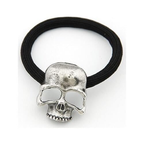 Idealway Halloween Retro Punk Gothic Metal Skull Hair Tie Fashion Birds Crow Skull Elastic Hair Bands Accessories