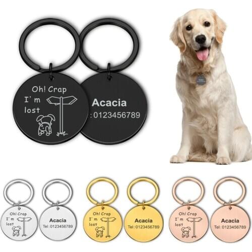 Customized Dog Cat ID Tags Custom Name Number Tags for Dog Cat Kitten Anti-Lost Pet Nameplate for Dogs Pitbull Cats