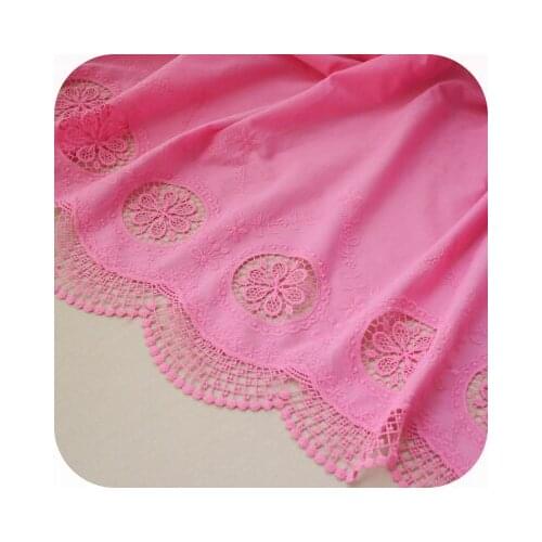 Exquisite White red blue cotton cloth lace embroidery circle flower lace fabric 130cm skirt clothes handmade Diy accessory