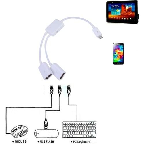 Micro USB to 2 OTG Hub Adapter Cable Dual Port Y Splitter for Tablet PC Phone Card Reader Mouse Keyboard Computer Component