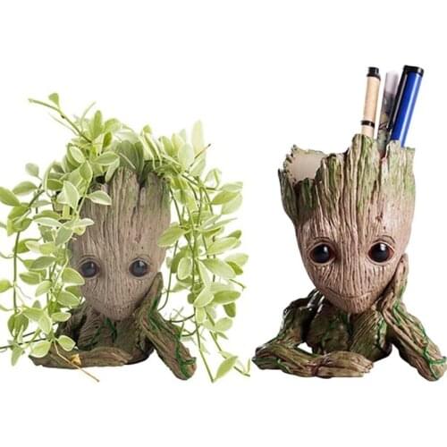 Creative Home Decor Ornaments Baby Groot Flower Pot Pen Holder Planter Cute Tree Man Toy Flower Pots