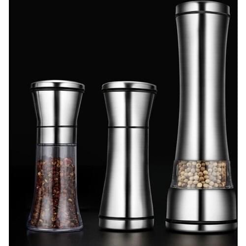 Stainless Steel Salt Pepper Mill Spice Grinder Shaker Spice Container Seasoning Condiment Holder Kitchen Grinding Bottles Tools