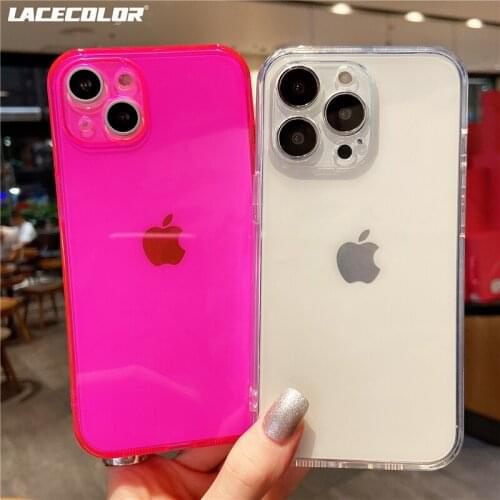 Fashion Neon Fluorescent Color Cases For iPhone 13 12 Mini 11 Pro XS Max X XR 7 8 Plus SE 2020 Bright Slim Clear Soft TPU Cover