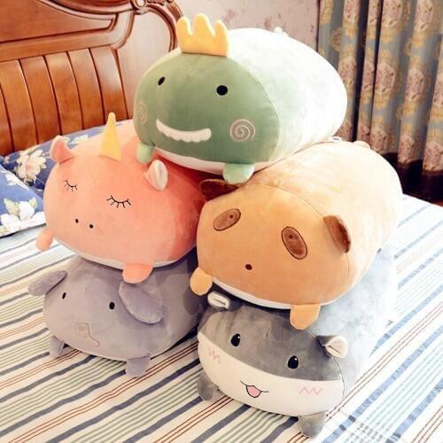 Soft Animal Cartoon Pillow Cushion Cute Fat Unicorn Dinosaur Elephant Hamster Raccoon Plush Toy Stuffed Cute Kids Birthyday Gift