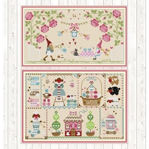 Love Handmade Cross Stitch Sets Weave Girl DIY Needlework Sets 14CT 11CT Handmade Embroidery Set Leisure Life Printed Fabric DIY