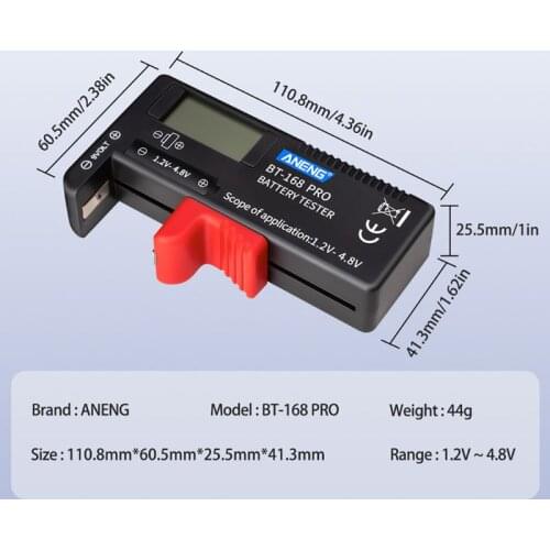 2021 New BT-168 PRO Digital Battery Capacity Tester for 18650 14500 Lithum 9V 3.7V 1.5V AA AAA Cell C D Batteries Tester