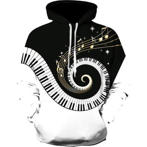 New Trend Men Hoodies Piano Music Printed Funny Graphic Sweatshirt Men and Women Loose Fit Autumn Clothes Harajuku Hip Hop
