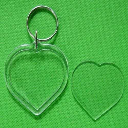 Wholesale 1000PCS Blank Acrylic Keychains Insert Photo plastic Keyrings Square Key Rectangle heart circular Many Style
