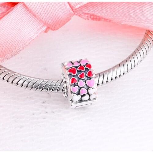 Fits For Pandora Charms Bracelets Burst of Love Clip Beads with Mixed Enamel 100% 925 Sterling-Silver-Jewelry Free Shipping