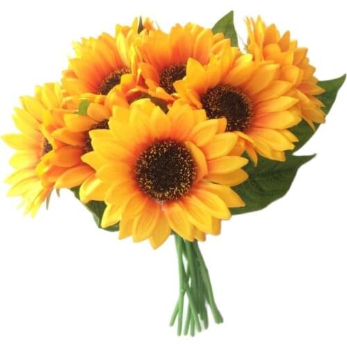 100pcs Single Stem Sunflower 30cm/11.81" Length Artificial Flowers Sunflowers Chrysanthemum Yellow Color for Wedding Centerpiece