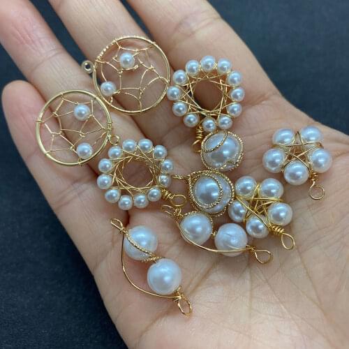 Charms for Jewelry Making ,Various Irregular Pendants and Connectors, 10PCS Metal Pearl Jewelry, Diy Earring Accessories