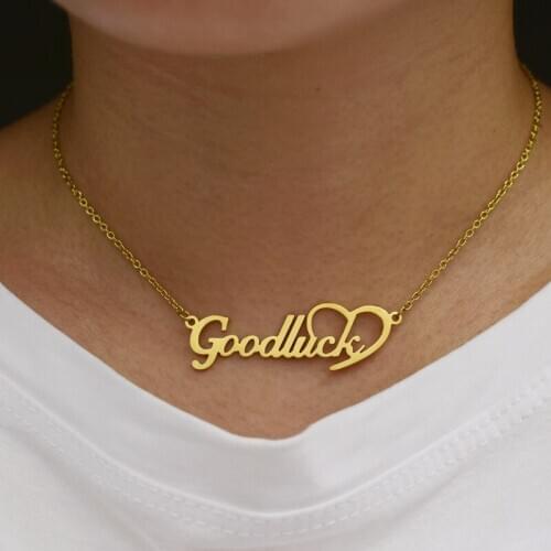 Popular in Europe and the United States, Good Luck necklace retro letter lucky love clavicle chain