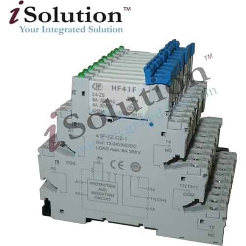 HF41F 24-ZS 12-ZS 5V 12V 24V 230V 6A 1CO Slim/SSR Relay Mount On Screw Socket with LED and Protection Circuit Wafer relay