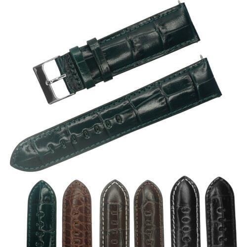 YQI Italy Genuine Leather Watch Strap18mm 20mm 22mm 24mm Watch Band Black Brown Green Watchband For Hour with Spring Bar Buckle