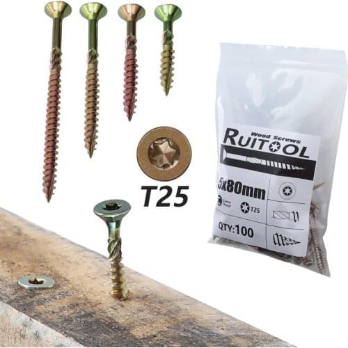 100PCS Woodworking Screw T25 Plum Blossom Self-tapping Screw Deck Screw/ Wood Screw/ Binding Screw 35/45/60/80MM
