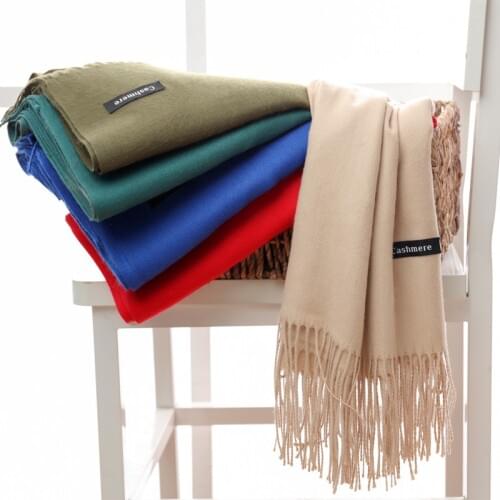 Fashion Winter Cashmere Thicker 230g Long Scarf Female With Tassel Bandana Women Men Solid Shawl Wraps Foulard Tippet Pashmina