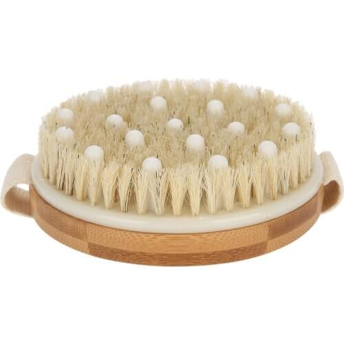 Bath Brush Shower Brush Boar Bristles Wash Scrubber Exfoliating Bathing Shower Dead Skin Removal Detoxification Body Massager