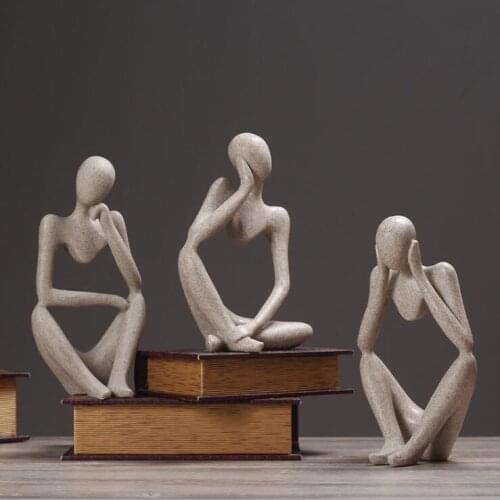 Nordic Home Decoration Accessories Abstract Thinker Statue Resin Figurine Modern Home Decoration Art Handmade Crafts Room Decor