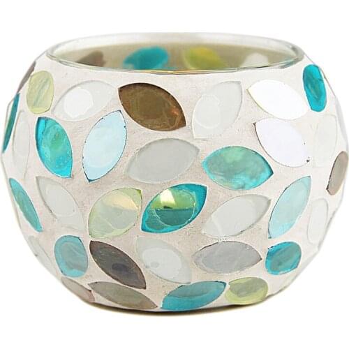 Pure Handmade Flower Leaf Ball Mosaic Glass Candlestick Romantic Decoration DIY Incense Candle Empty Cup Home Decoration