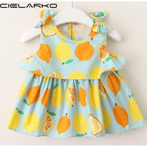 Cielarko Infant Girls Clothing Set Cartoon Summer Toddler Clothes Sets 2018 Lemon Print Cute Tops + Shorts for Baby Girl 2pcs